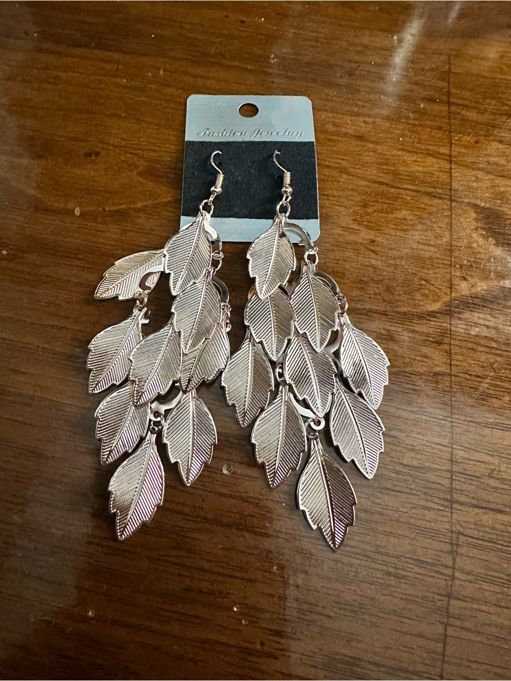 Lightweight Rose Gold Leaf Dangle Earrings - Women Jewelry